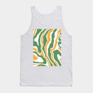 Swirly, Warped Pattern, Green and Orange Tank Top